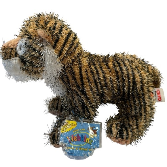 Ganz Webkinz Tiger Scruffy Fuzzy Plush Tiger Tan Black White NWT has tag - Picture 2 of 10